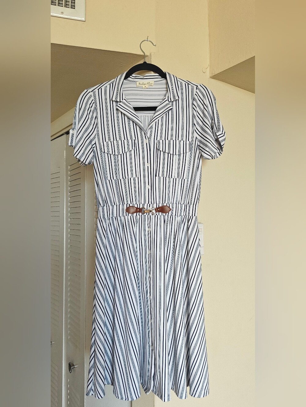 Dress with Brown Belt - Women's